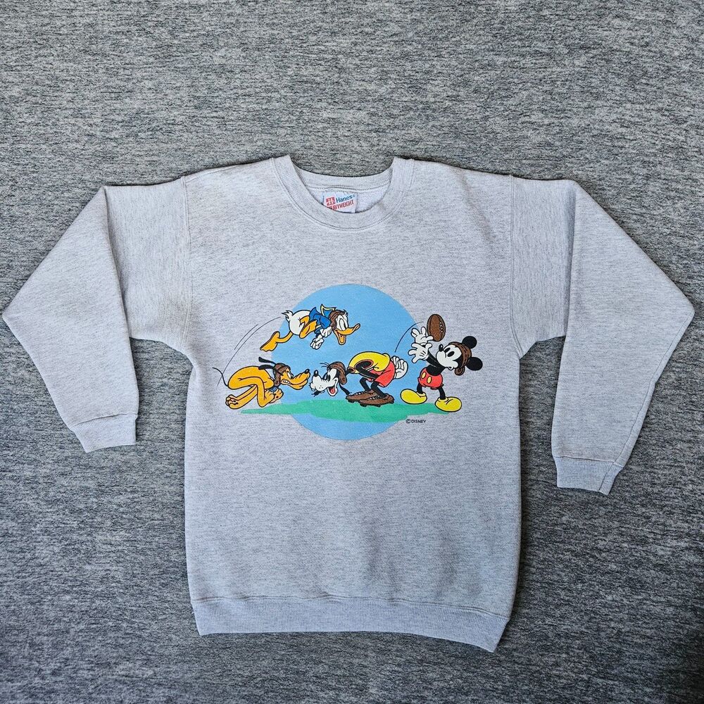 Vintage Hanes Heavyweight Disney Store Mickey and Friends Gray Sweatshirt Small